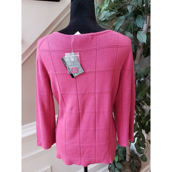 Geoffrey Beene Sweater Womens Size L Pink Casual 3/4 Sleeve Square Neck Pullover - Picture 3 of 13